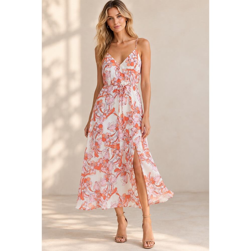 REISS Pale Pink Pippa Floral Printed Midi Dress Size 10 NWT